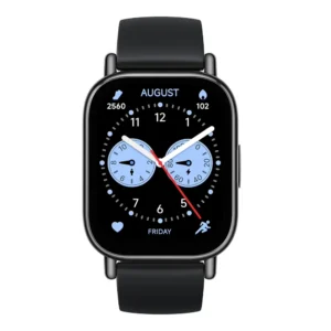 Redmi Watch 5 Lite frontal negro con esfera digital y correa deportiva