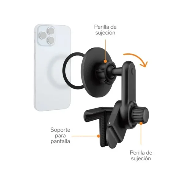 Soporte Para Celular MagSafe Pod-360 negro con perillas y pinza ajustable
