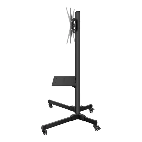 Soporte Para Tv 19" A 83", Movil STV-150 negro con ruedas y estante ajustable en ángulo