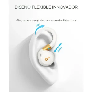 Audífonos Soundcore X20 Blanco con diseño flexible ajustable de 30 grados y 4 mm para máxima estabilidad