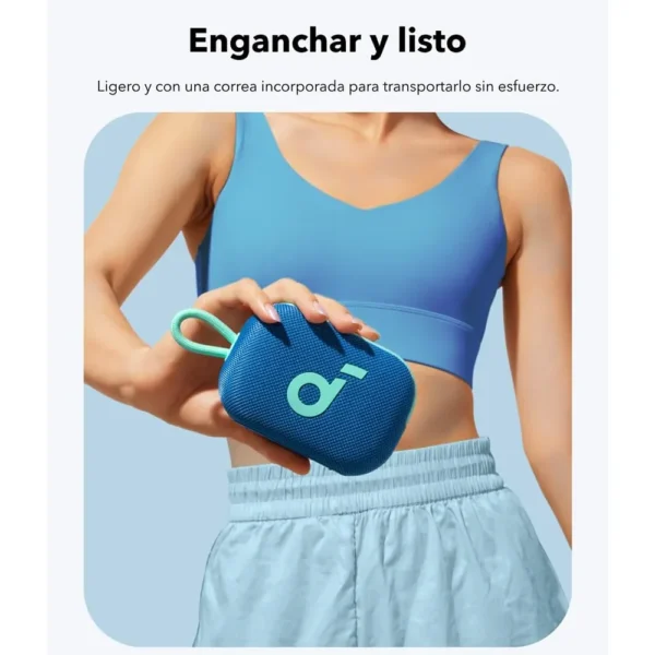 Parlante Soundcore Select 4 Go Azul compacto de 5W con vista de componentes internos y diseño resistente