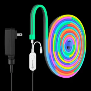 Tira Led Neon Wifi Digital Rgb 5m Ext Shome-1290d Steren multicolor encendida con controlador y adaptador