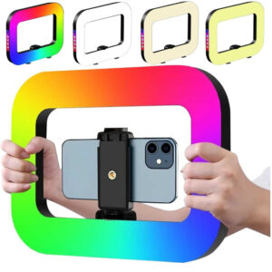 Aro de Luz LED RGB Recargable con Soporte para Celular YM200-RGB - Imagen 1