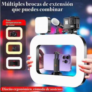 Aro de Luz LED RGB Recargable con Soporte para Celular YM200-RGB - Imagen 2